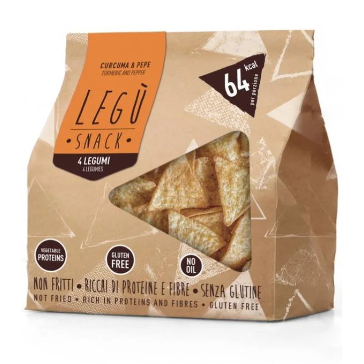 LEGU' SNACK CURCUMA/PEPE CROCCANTE TRIANGOLO NON FRITTO 100%LEGUMI ITALIANI 20 G