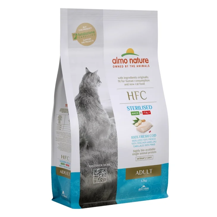 HUMAN FOOD CHAIN CAT DRY ADULT STERILIZZATO MERLUZZO 1,2 KG