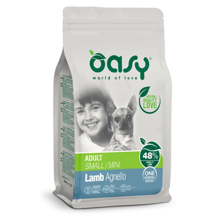 Oasy Dry Dog One Animal Protein Adult Small/Mini Cibo Secco per Cani Gusto Agnello 800 g