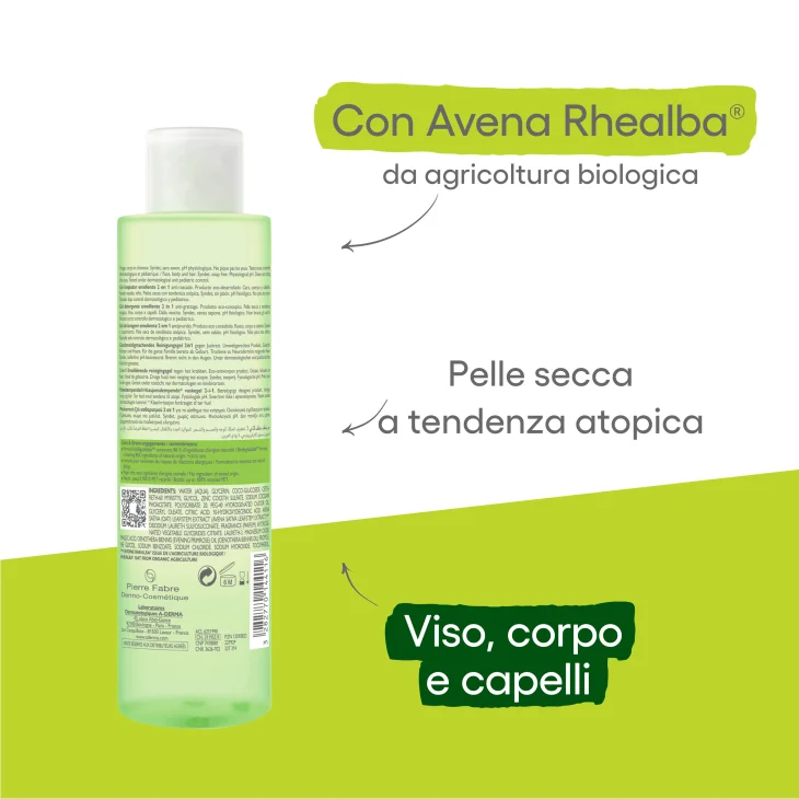 A-Derma Exomega Control Gel Detergente Emolliente 2in1 Viso Corpo e Capelli Bambini 200ml