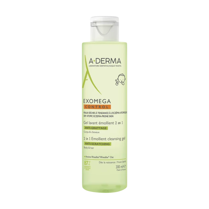 A-Derma Exomega Control Gel Detergente Emolliente 2in1 Viso Corpo e Capelli Bambini 200ml