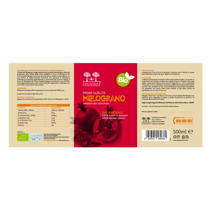 Salugea Succo Melograno Bio Antiossidante 500 ml