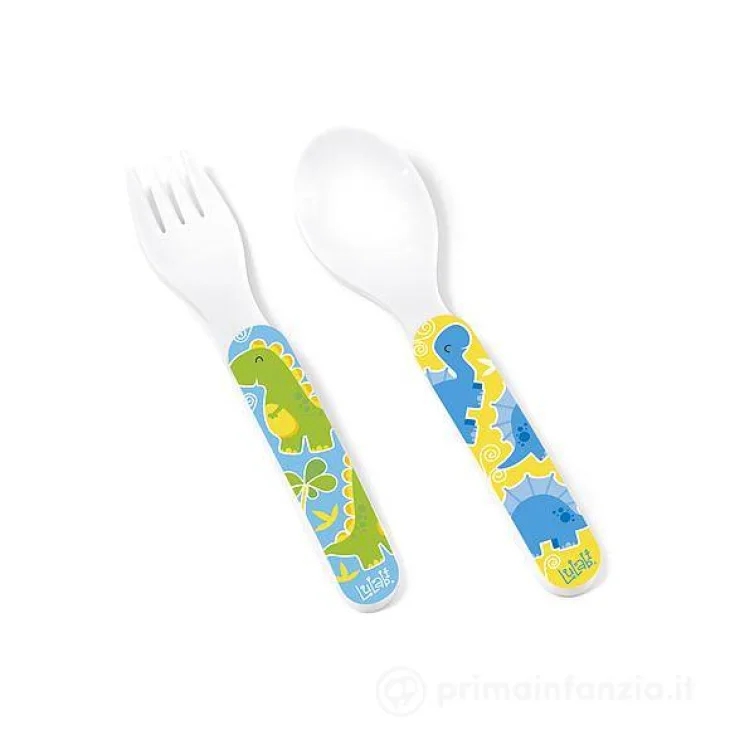 Pengo Set 2 Posate in Melamina Fantasia Dinosauri