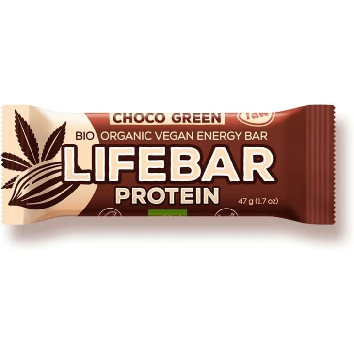Lifebar Choco Green Barretta proteica con cioccolato e proteine verdi 47 g