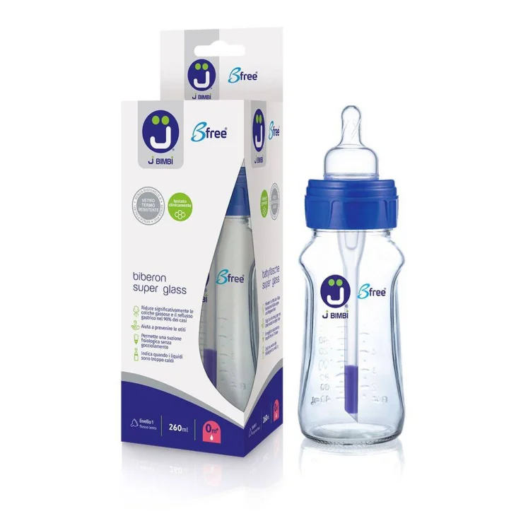 J Bimbi B Free Classic Biberon Anticoliche in Polipropilene con Tettarella in Silicone 260 ml