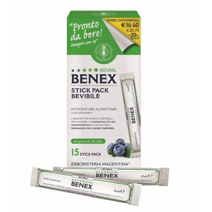 Benex Bevibile Integratore Microcircolo 15 Stick