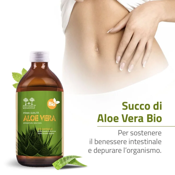Salugea Succo Aloe Vera Bio Integratore per il benessere intestinale 500 ml