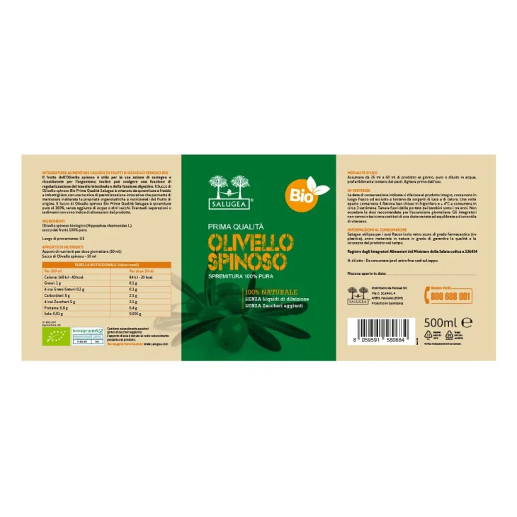 Salugea Succo Olivello Bio Energizzante 500 ml
