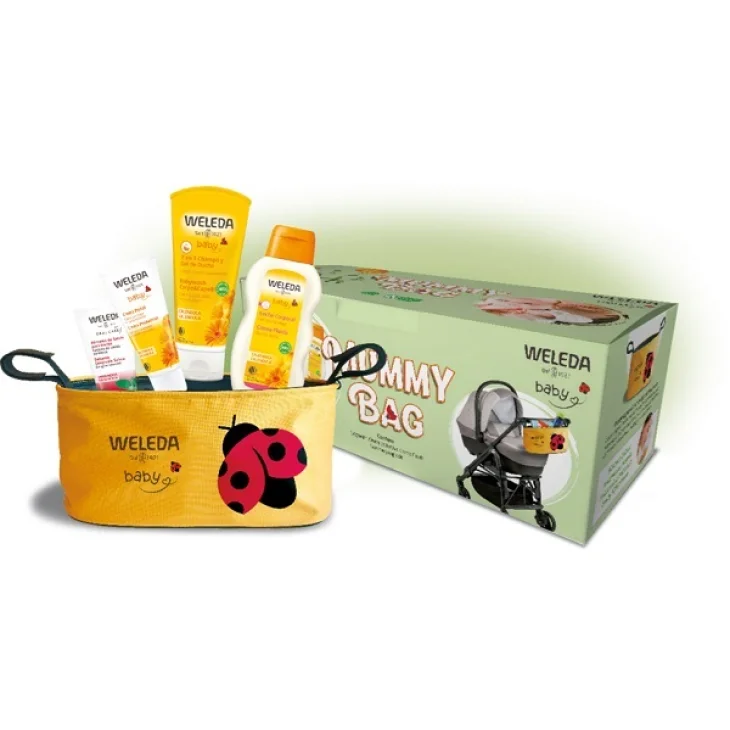 MUMMY BAG 1 CALENDULA BABYWASH + 1 CALENDULA CREMA PROTETTIVA + 1 CALENDULA CREMA FLUIDA + 1 BALSAMO GENGIVALE + 1 SACHET IN OMA