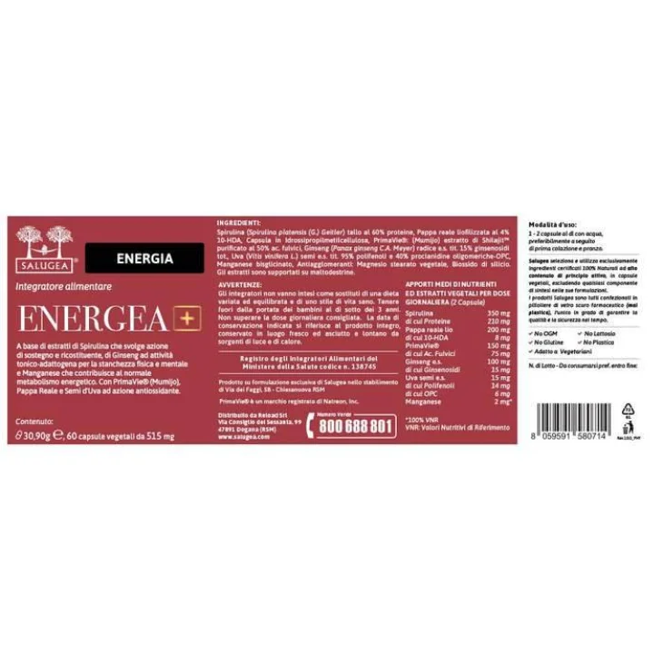 Salugea Energea+ Forza e Vitalità 60 Capsule