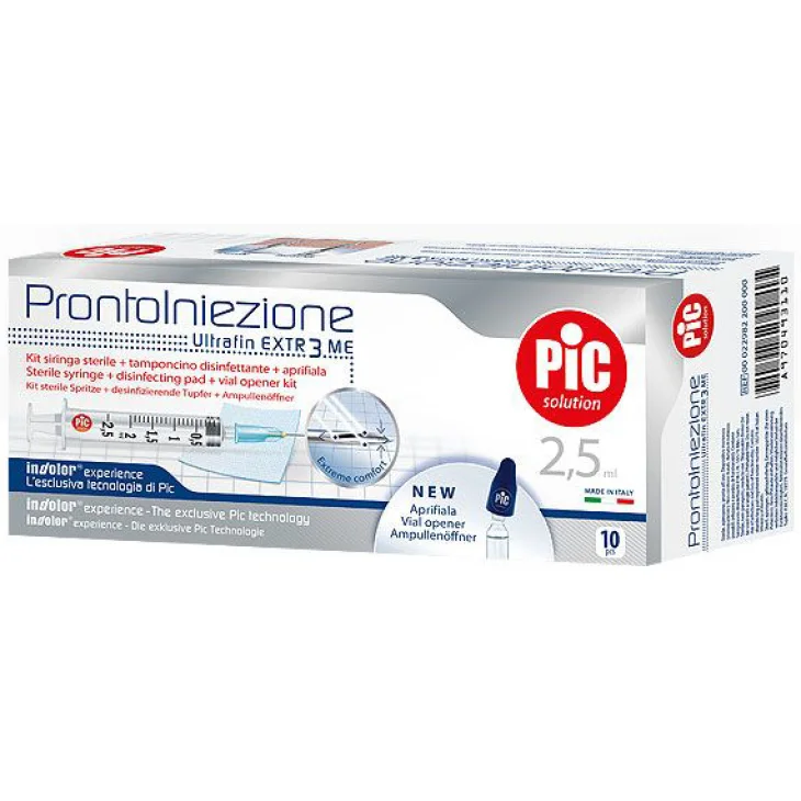 SIRINGA PIC SOLUTION PRONTO INIEZIONE 2,5 ML AGO GAUGE 23 11/4 10 PEZZI