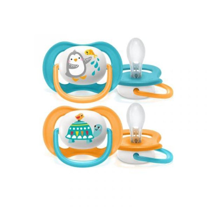 Philips Avent Ciuccio Ultra Air 0-6 Mesi Pinguino/Tartaruga 2 Pezzi