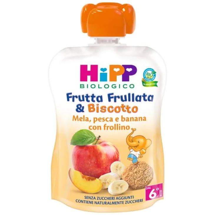 Hipp Frutta Frullata&Biscotto Mela Pesca Banana Frollino 90 g