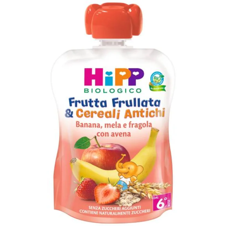 Hipp Frutta Frullata&Cereali Antichi Banana Mela Fragola Avena 90 g