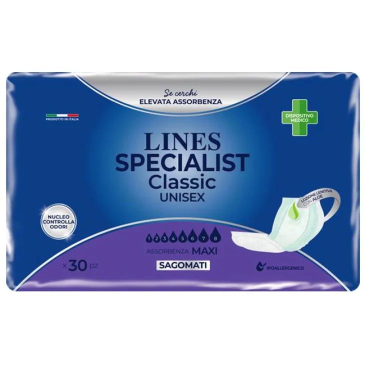 Lines Specialist Classic Pannolone per Incontinenza Sagomato Maxi 30 Pezzi