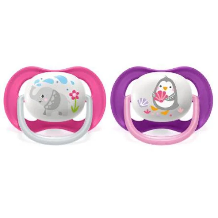 Avent Ultra Air Animals Succhietto Elefant/Penguin 6-18 Mesi 2 Pezzi