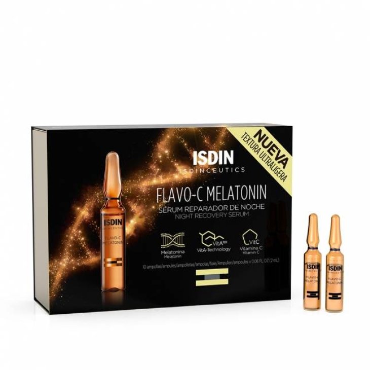 Isdin Isdinceutics Flavo C Melatonin Siero Viso Riparatore Notte 30 Fiale