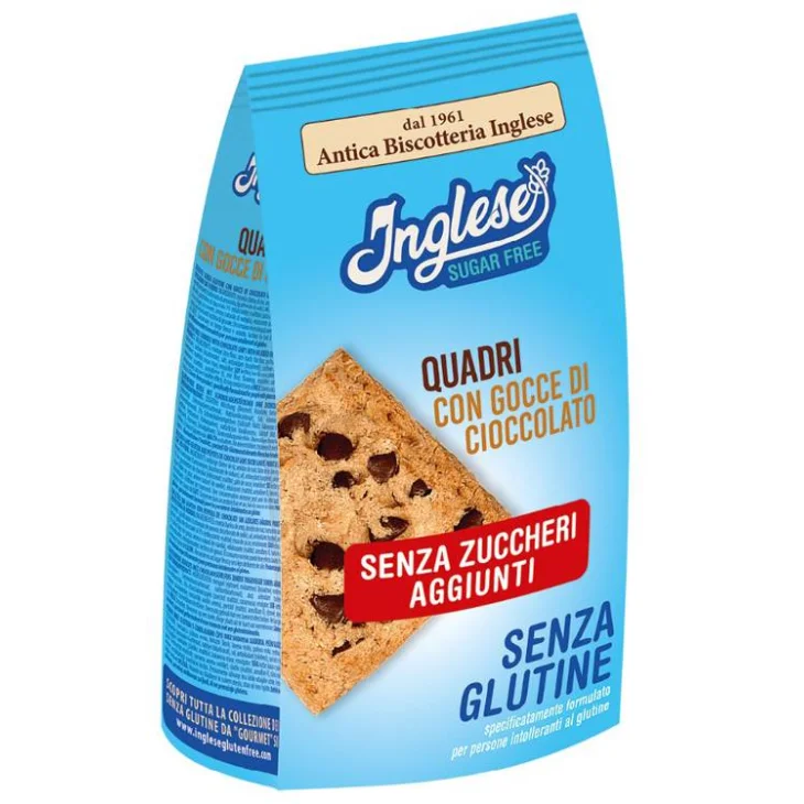 Inglese Quadrotti Biscotti con Gocce di Cioccolato senza glutine 300 g