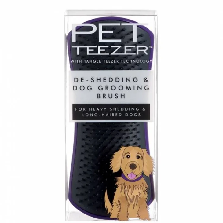 Pet Teezer De-Shedding Purple/Grey Spazzola per Cani a Pelo Lungo