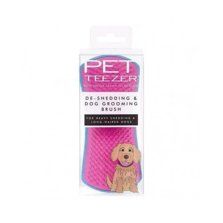 Pet Teezer De-Shedding Blue/Pink Spazzola per Cani a Pelo Lungo