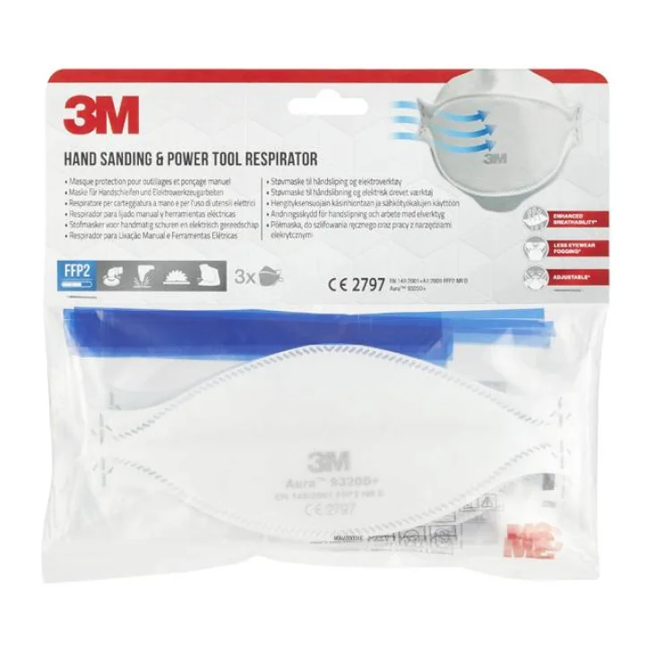 3M Aura 9320 Respiratore FFP2 con Elastico alla Nuca 3 Pezzi