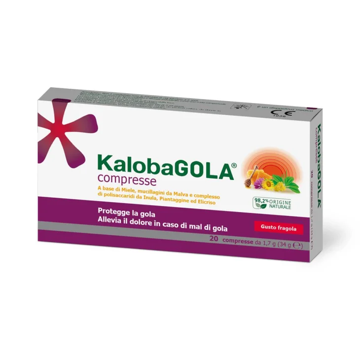 KalobaGola Integratore per il benessere della gola Gusto Fragola 20 Compresse