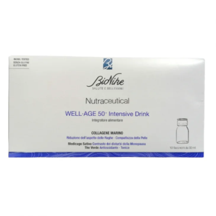 Bionike Nutraceutical Well Age 50+ Intensive Drink Integratore Antirughe 10 flaconcini da 30 ml