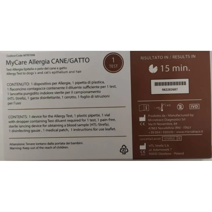 Microtrace MyCare Test Allergia Epitelio Pelo Cane/Gatto