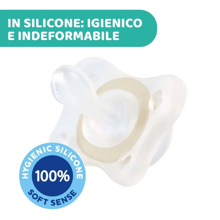 Chicco Succhietto Gommottino PhysioForma 2-6M in Silicone Luminoso 2pz
