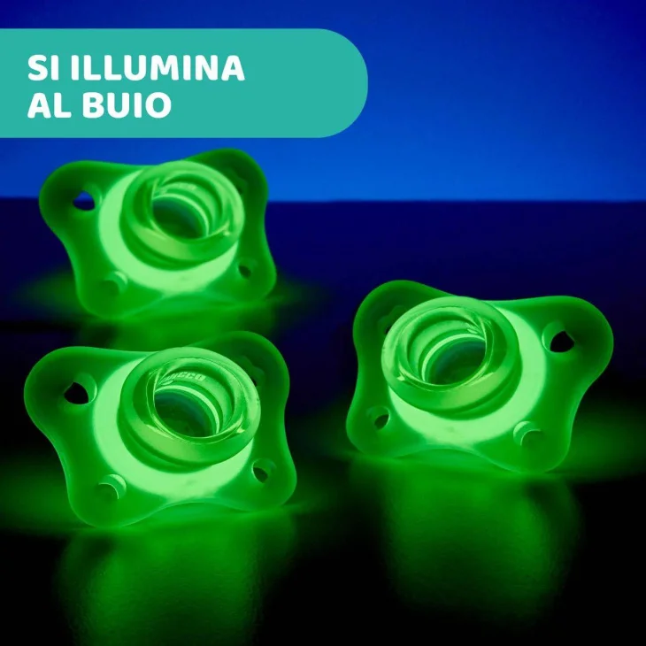 Chicco Succhietto Gommottino PhysioForma 2-6M in Silicone Luminoso 2pz