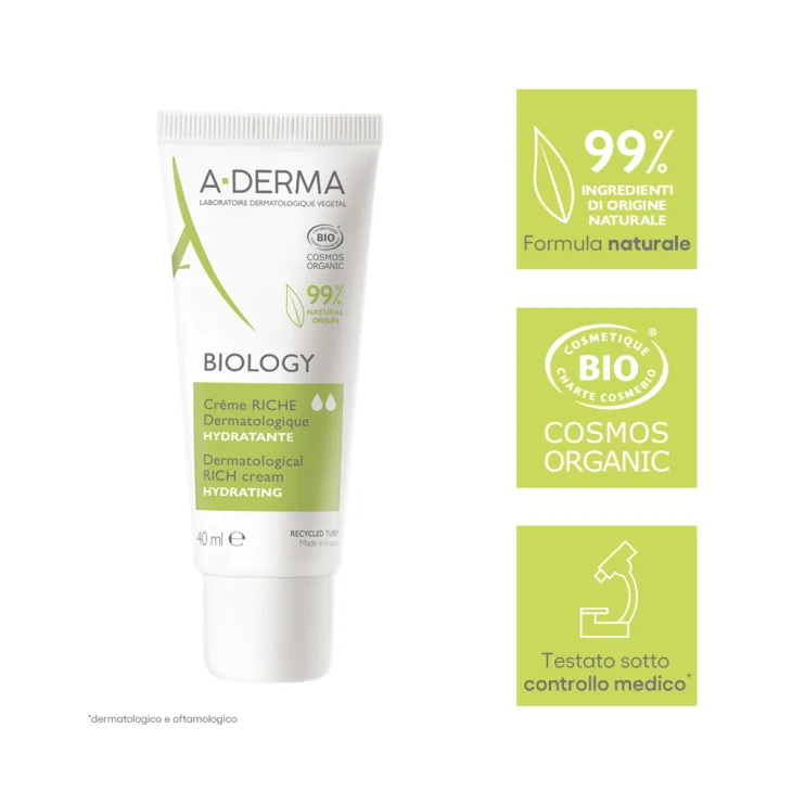 A-Derma Biology Crema Ricca Dermatologica Idratante 40ml