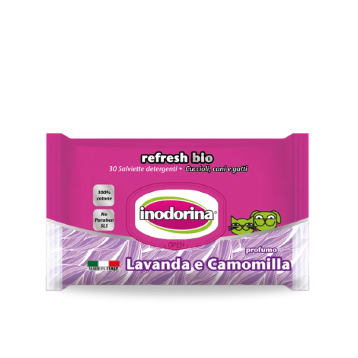 Inodorina Refresh Bio Lavanda e Camomilla Cani e Gatti 30 salviette