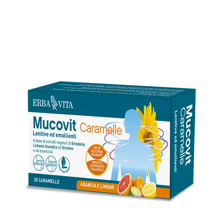 Erba Vita Mucovit Caramelle Arancia e Limone Vie Respiratorie 90 g