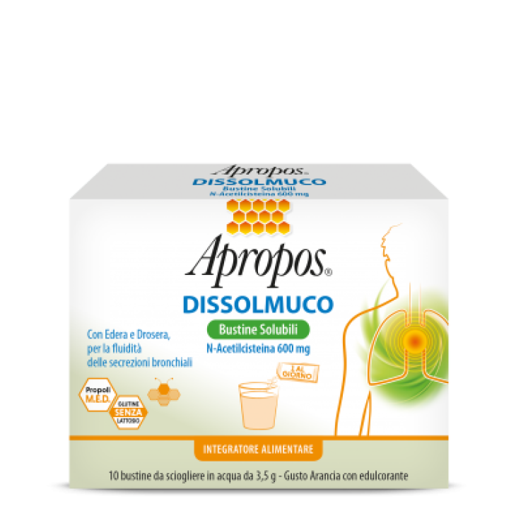 Apropos Dissolmuco Integratore Fluidificante Bronchiale 10 Bustine Solubili