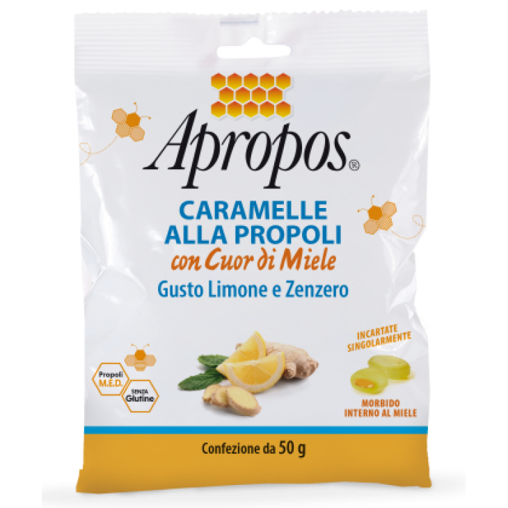 Apropos Caramelle alla Propoli con Cuor di Miele Gusto Limone e Zenzero 50 g