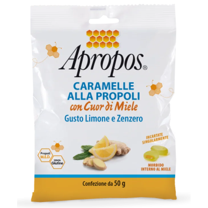 Apropos Caramelle alla Propoli con Cuor di Miele Gusto Limone e Zenzero 50 g