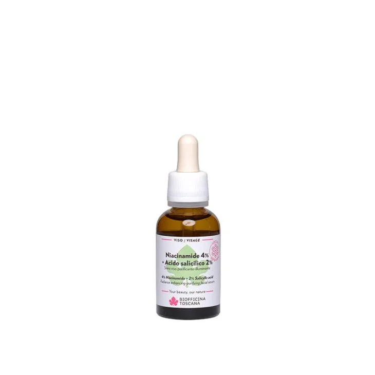 Biofficina Toscana Niacinamide 4% + Acido Salicilico 2% Siero Viso Purificante-Illuminante 30 ml