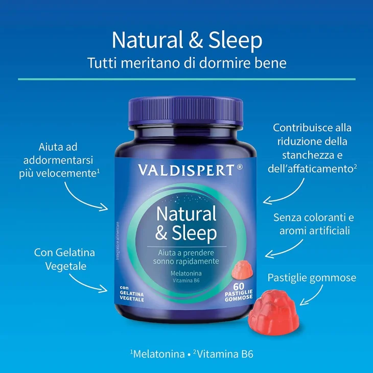 Valdispert Natural&Sleep Integratore per Dormire 30 Pastiglie Gommose