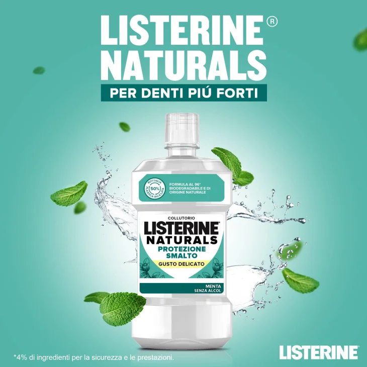 Listerine Naturals Collutorio Protezione Smalto Gusto Delicato 500 ml