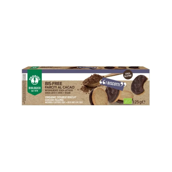 Probios Bis Free Farciti al Cacao Biscotti Senza Glutine Vegani 125 g