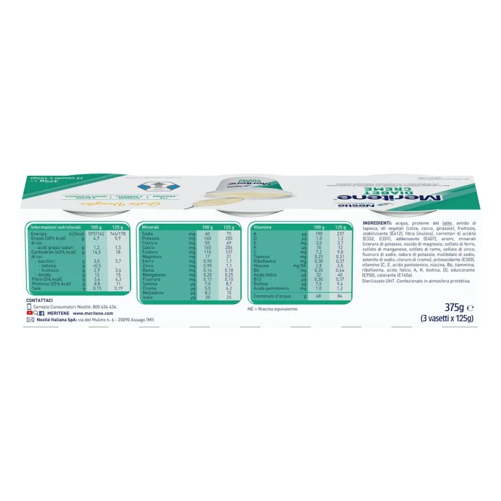 Meritene Diabet Creme Vaniglia Dessert a Basso Indice Glicemico 3 coppette