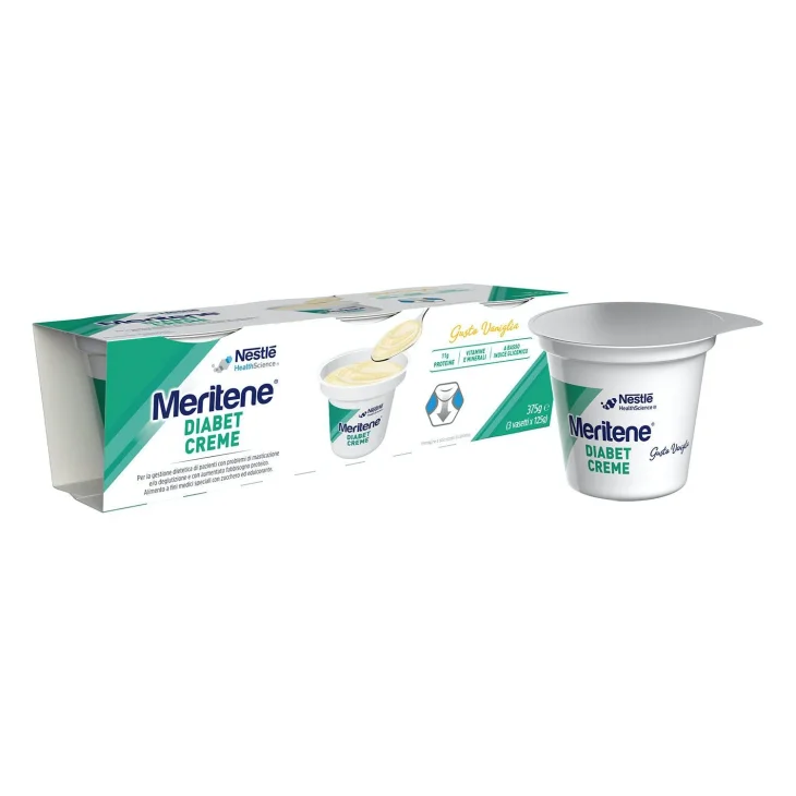 Meritene Diabet Creme Vaniglia Dessert a Basso Indice Glicemico 3 coppette