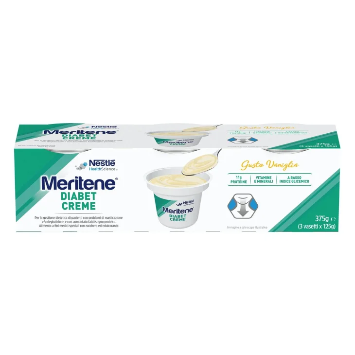 Meritene Diabet Creme Vaniglia Dessert a Basso Indice Glicemico 3 coppette