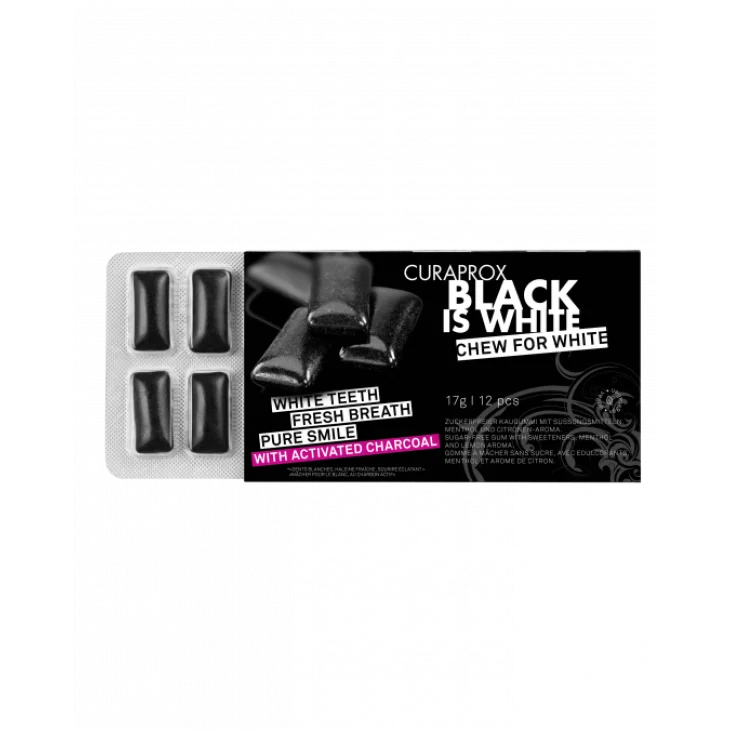Curaprox Black Is White Chewing Gum 12 pezzi