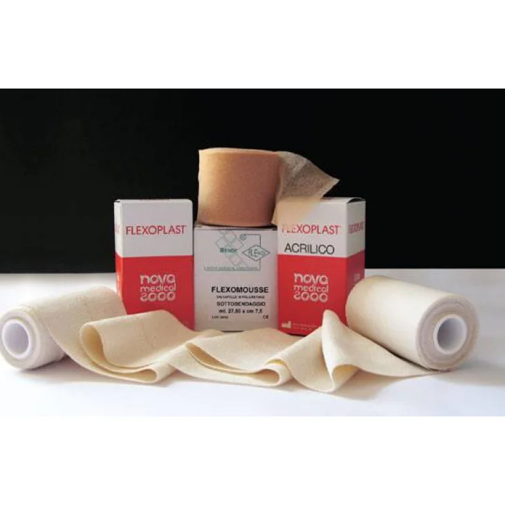 Flexomousse Benda in Poliuretano Espanso in Schiuma Sottobendaggio Elastico Adesivo 7,5 cm x 27,5 m