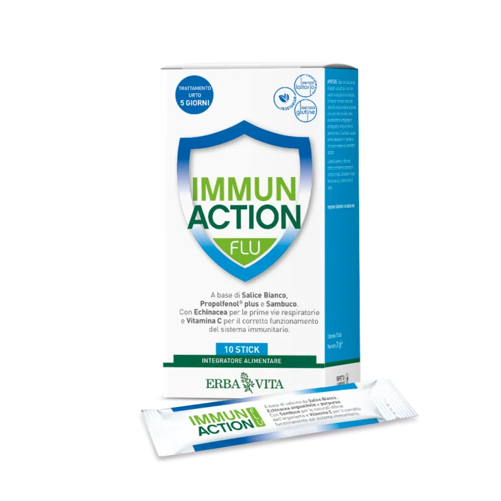 Erba Vita Immun Action Flu Integratore Difese Immunitarie 10 Stickpack