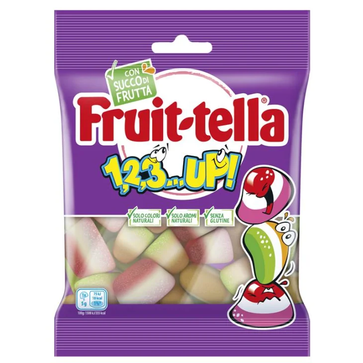 Fruittela 123 Up Caramelle Gusto Arancia e Fragola 90 g