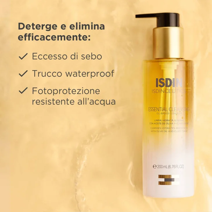 Isdin Essential Cleansing Olio Detergente Viso 200 ml