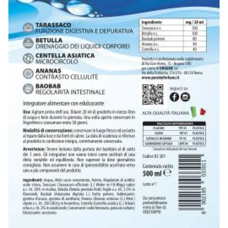 Puro Drenante 5 Azioni Con Baobab Gusto Ananas 500 Ml