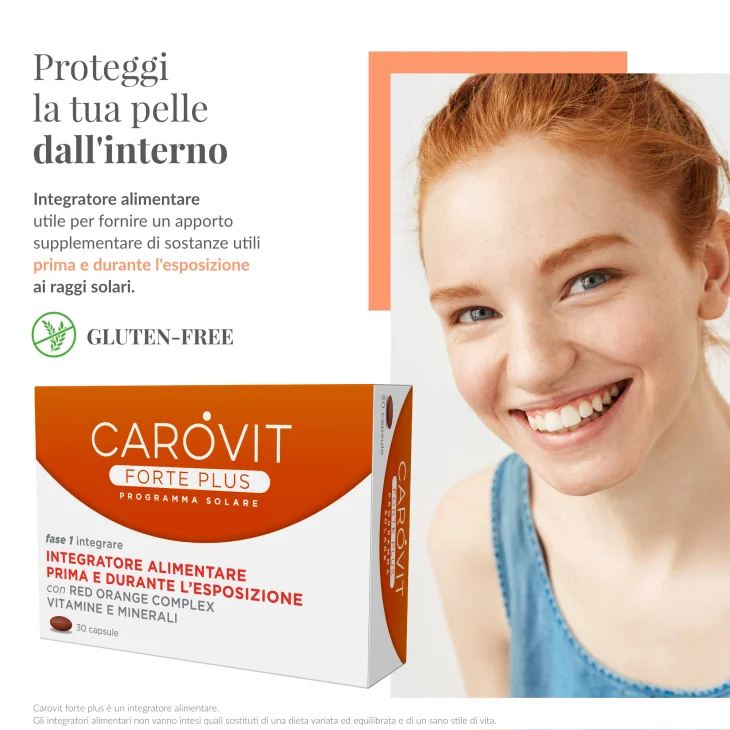 Carovit Forte Plus Programma Solare Integratore Pre-Durante l'Esposizione Solare 30 compresse